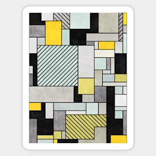 Random Concrete Pattern - Yellow, Blue, Grey Magnet